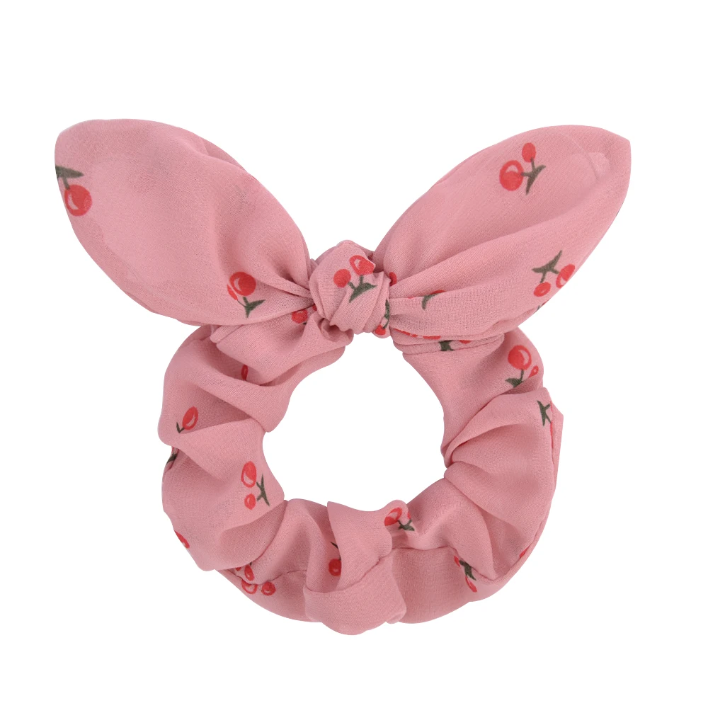 Женские резинки для волос с кроличьими ушками цветочным принтом хвостиков