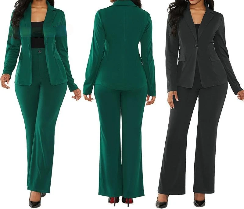 

Zoulv 2021 Female Winter Two Pieces Sets Office Female Women's Suit Office Two Piece Set Long Sleeve Suit Pants 2 Piece Set