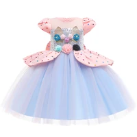 summer fashion girls color polka dot unicorn stitching princess dress mesh dress banquet party dress christmas dress for girls