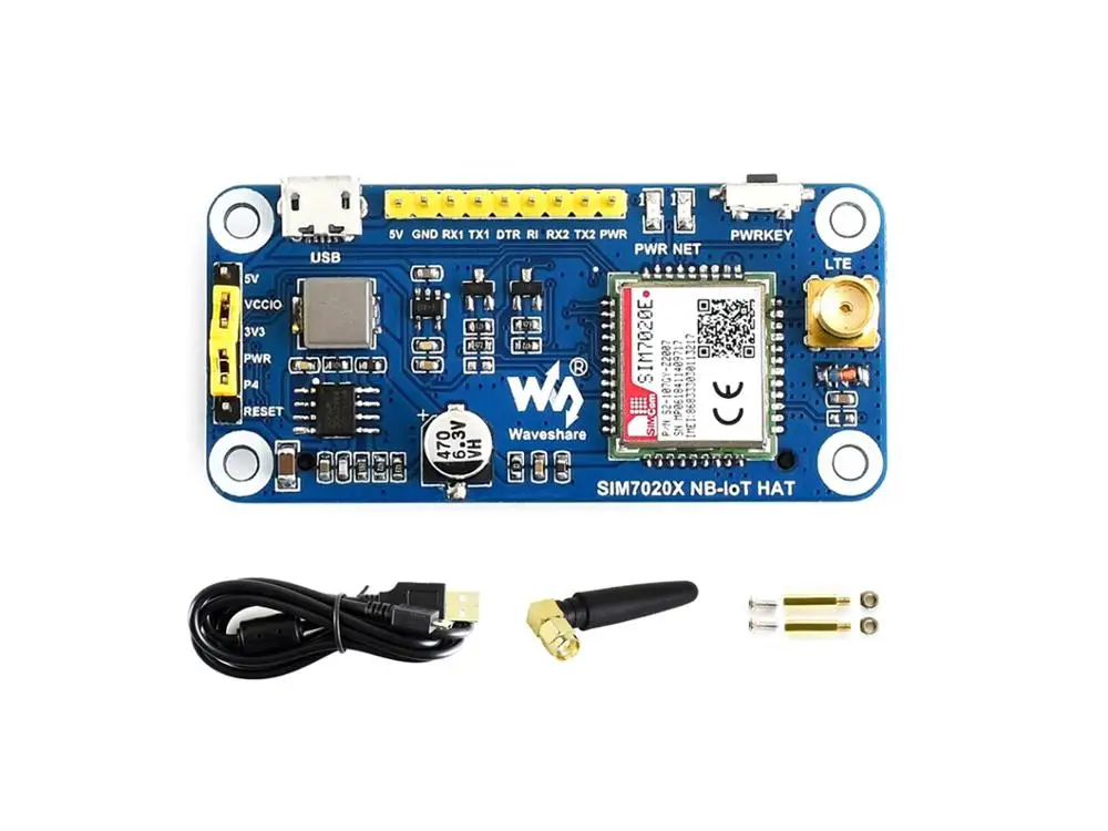 Шляпа Waveshare NB-IoT для Raspberry Pi, основанная на диапазонах SIM7020E B1/B3/B5/B8/B20/B28, поддерживает LWM2M/COAP/MQTT и т. д.