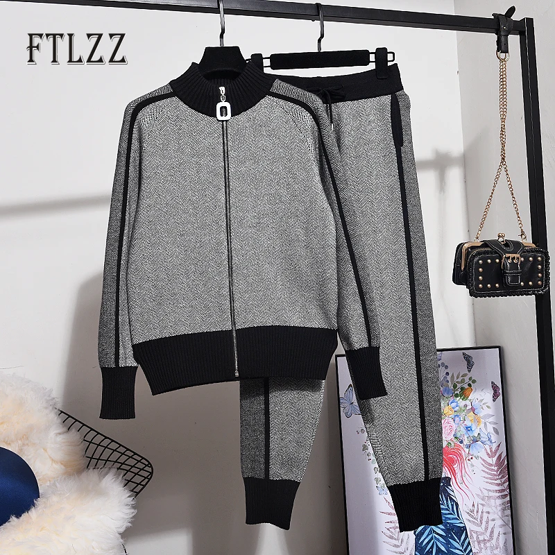 

Женский спортивный костюм, свитер и длинные штаны, Осень-зима, 2019