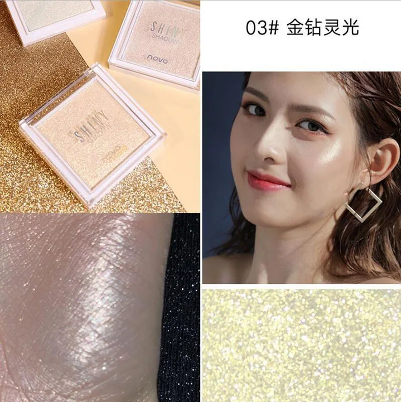 1Pcs Diamond Crystal Highlight Powder Face Brightening Repair Disc Pearl Glitter Lying Silkworm High-gloss Makeup | Красота и