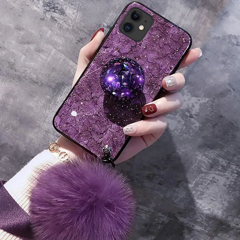 

DIY crystal holder Stand+Strap Phone case For iPhone 11 PRO MAX 6 6s 8 7 Plus XSMAX XR 5S SE12 Bling Glitter TPU Coque