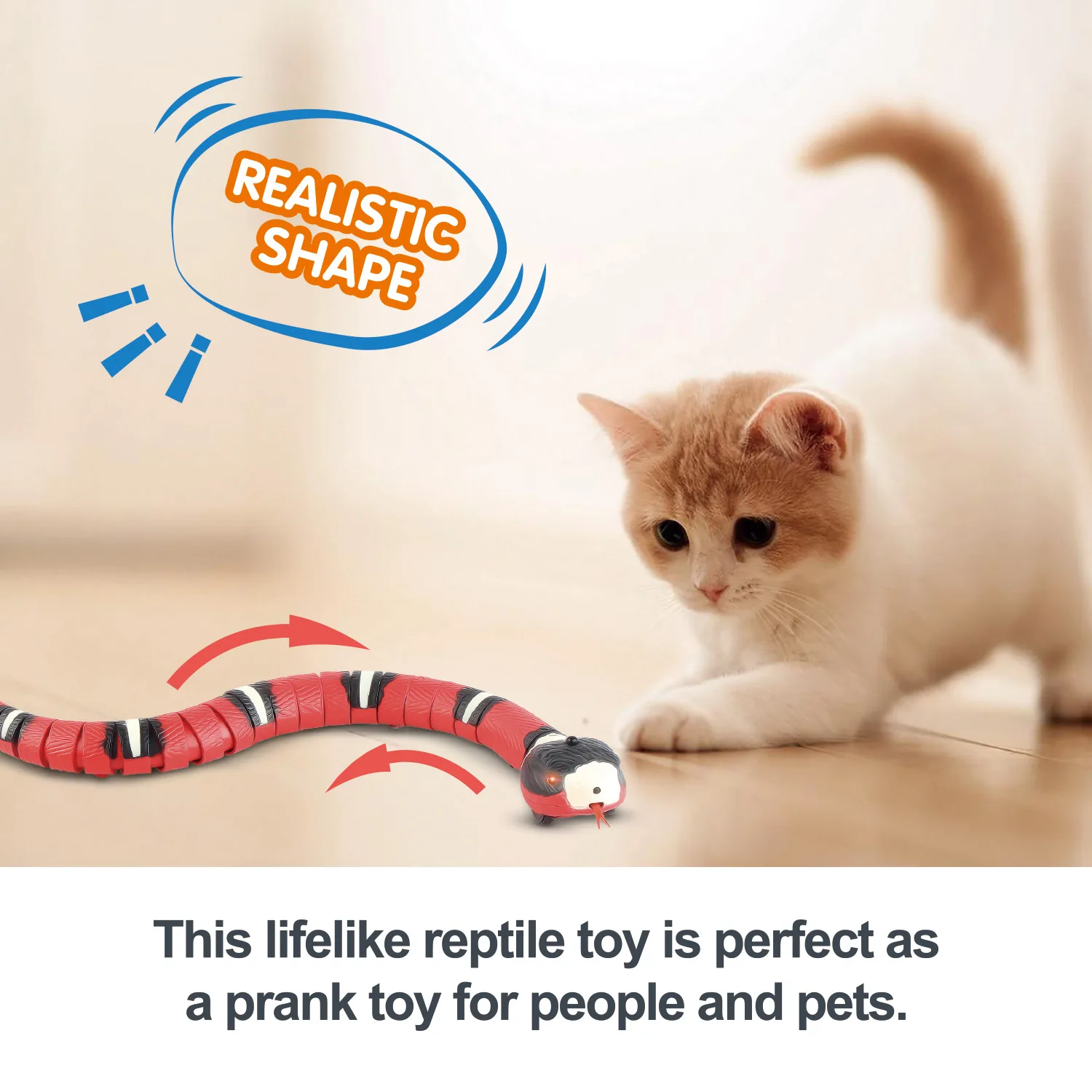 Juguete Interactivo con Sensor Inteligente para Mascotas, Serpiente Autom&aacute;tica y Electr&oacute;nica Recargable por Puerto USB, Juegos para Bromear con Perros y Gatos-2