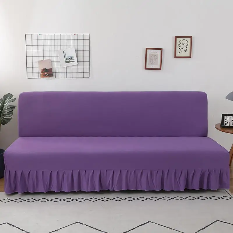 Funda de sof&aacute; con borde de falda, cubierta de sof&aacute; plegable sin reposabrazos, todo incluido, Protector el&aacute;stico-5