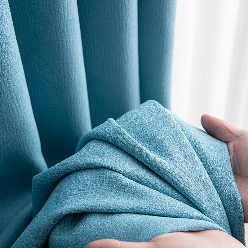 

Nordic Thickened Blackout Curtains New Simple and Modern Pure Color Custom Bay Window Curtains for Living Dining Room Bedroom