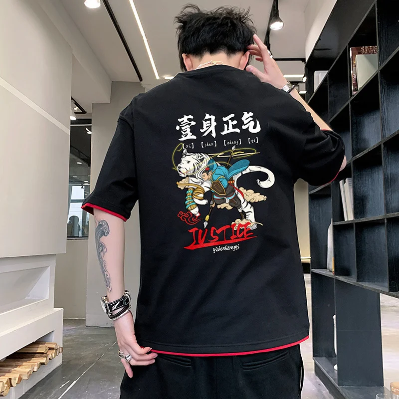

Men's T-shirt Oversized Cotton Printing Short Sleeves Mens Tshirt Summer Plus Size Streetwear Men T Shirt Individuation Clothing