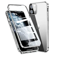 magnetic metal for iphone 12 pro max mini x xr xs max case cover clear double sided glass bumper phone case coque for iphone 11