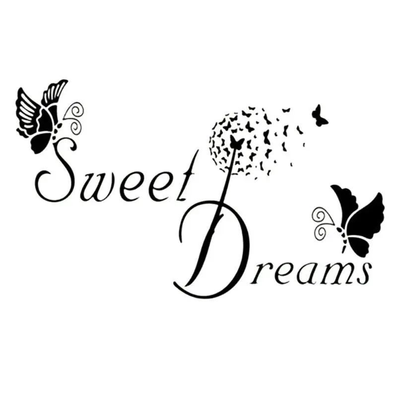 Наклейки на стену с надписью SWEET DREAMS и изображением бабочки | Дом сад