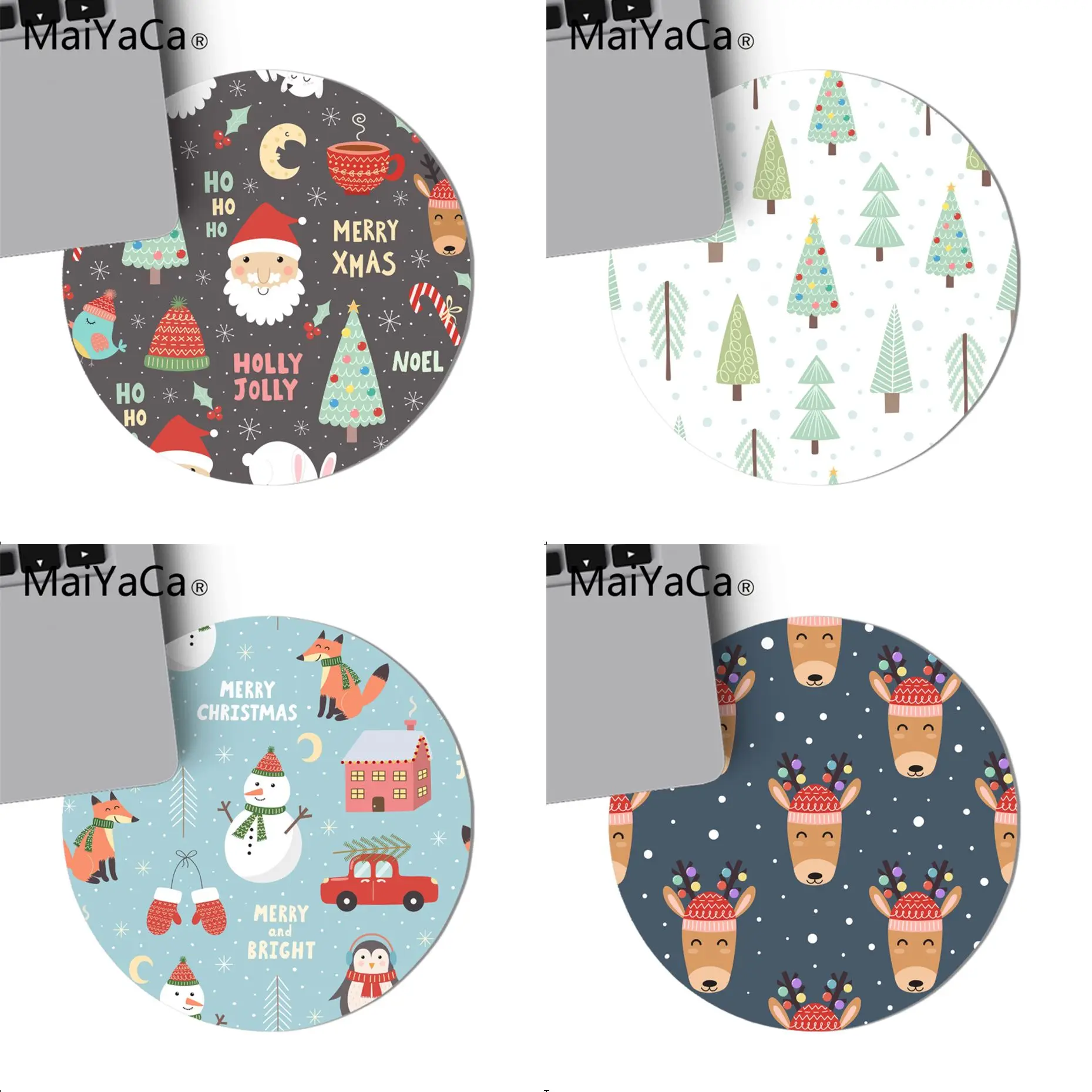 

Новинка, коврики для игровой мыши MaiYaCa с надписью "Merry Christmas", игровой коврик для мыши, круглый коврик для мыши, противоскользящий игровой ковр...