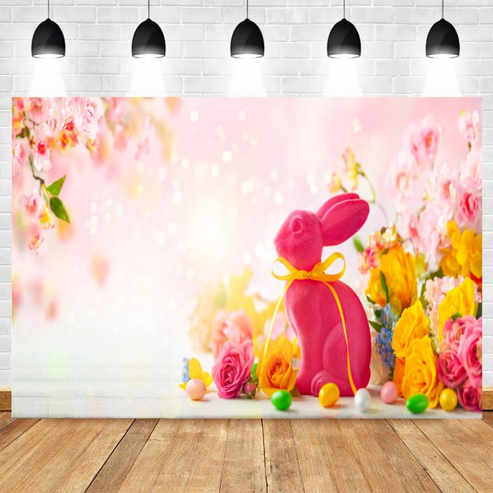 

Yeele Easter Eggs Rabbit Photocall Pink Flowers Baby Photography Backdrop Photographic Decoration Backgrounds For Photo Studio
