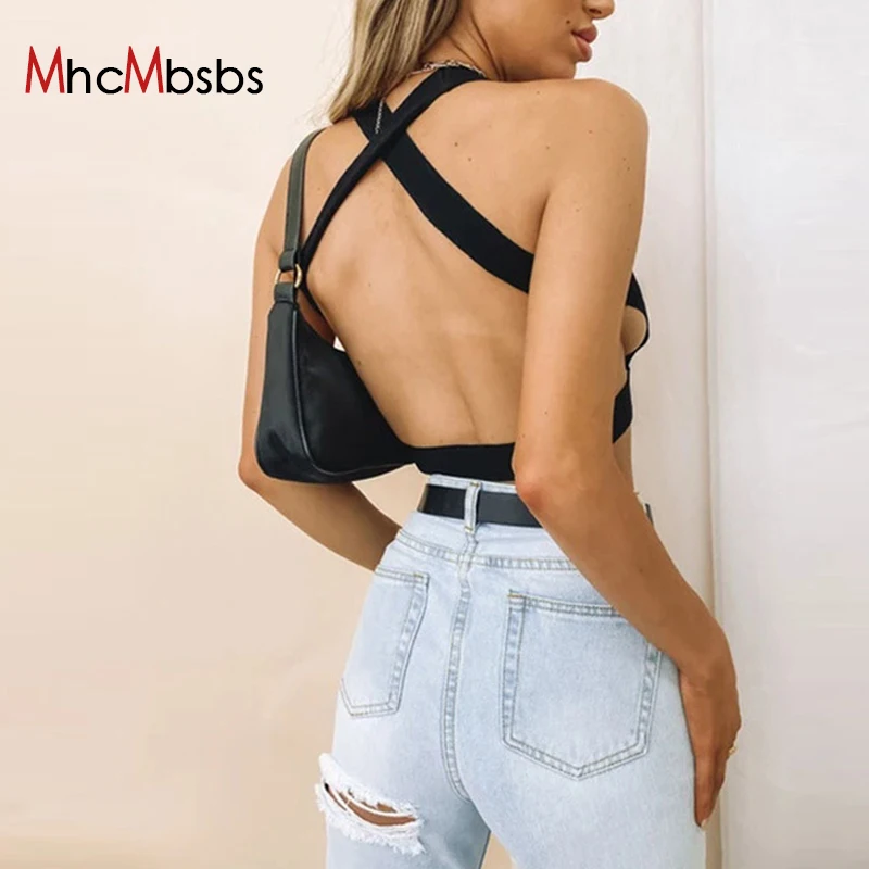 

Backless Cross Bandage Crop Top for Girls Summer Clothes Solid Tank Tops Sleeveless Sexy Woman Y2K Clothes 2021 New Cropped Vest