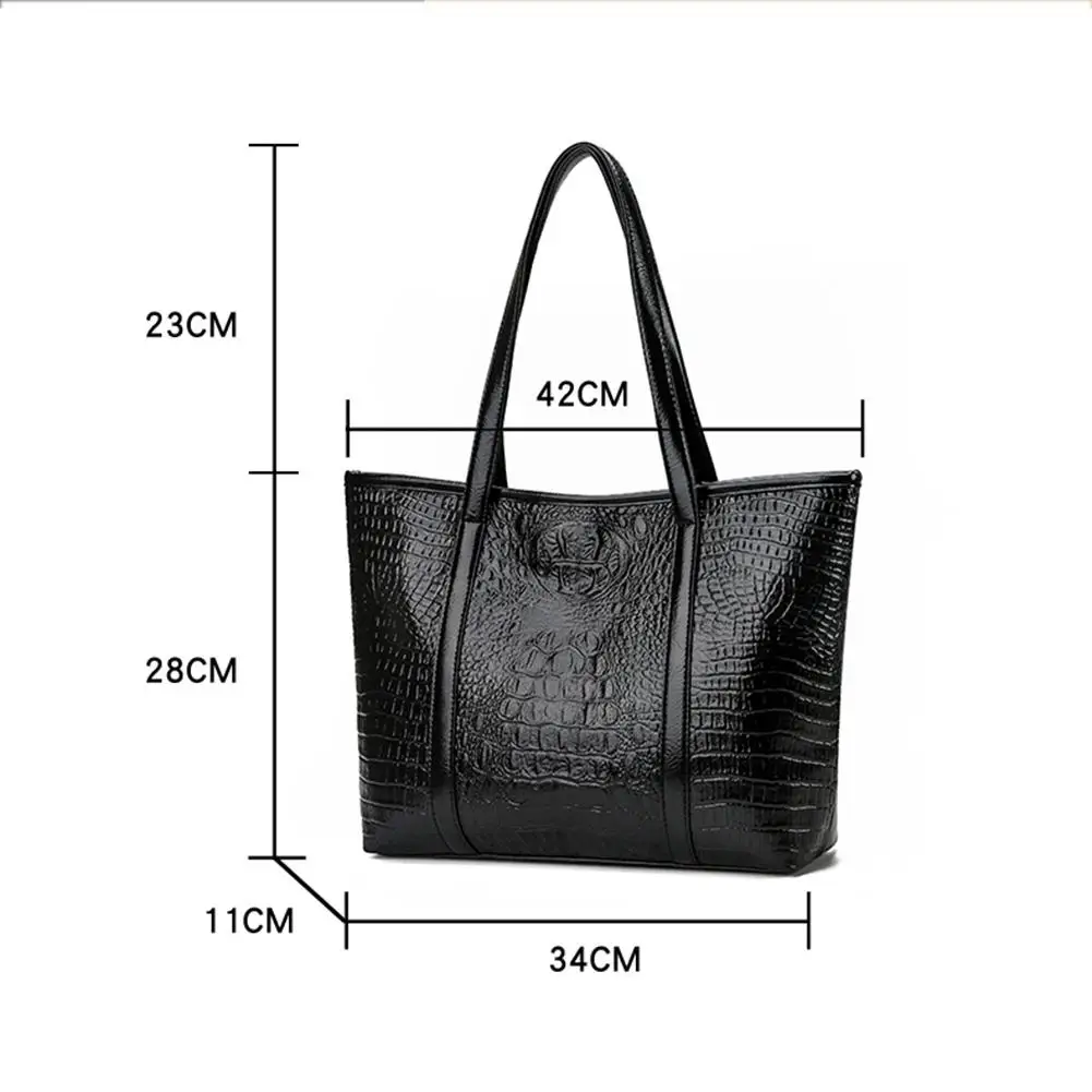 

Vintage Crocodile Leather Women Shoulder Bags Large Capacity Shoulder Shopping BagTravelLadiesFashion Totes Handbags