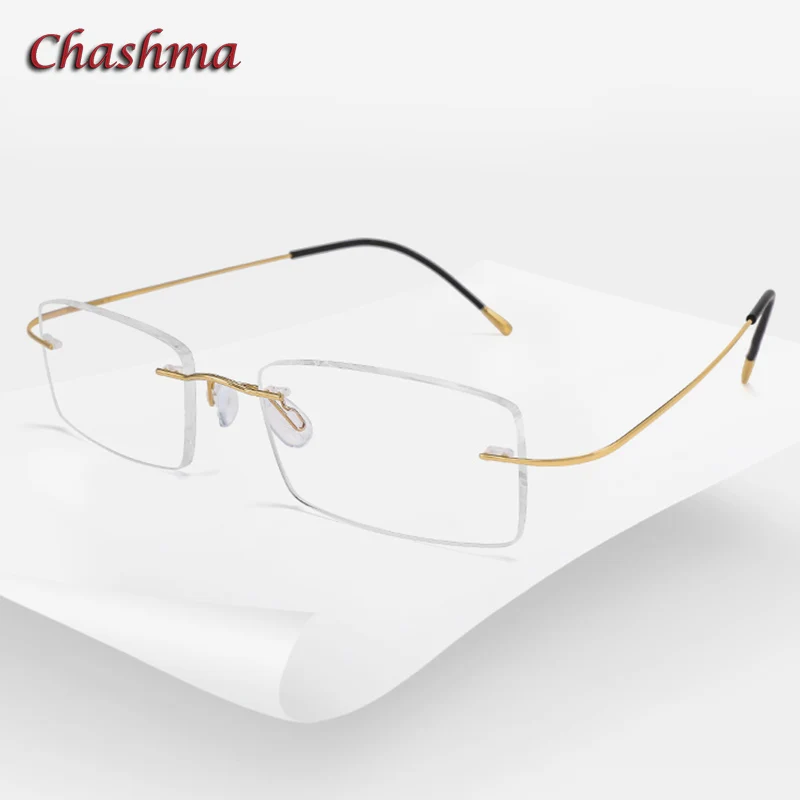 

Chashma Men Transparent Lenses Rimless Spectacles Titanium Eye Glasses Ultra Light 2 g Spectacle Frames Women Optical Glass