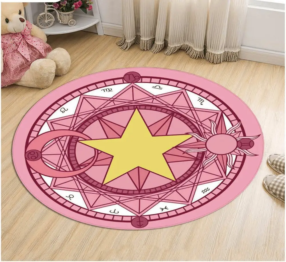 Round Carpet Rug Witchcraft Magic Array Summoning Symbol Floor Mat Carpet For Living Room Bedroom Magical Girl Swivel Chair Rugs