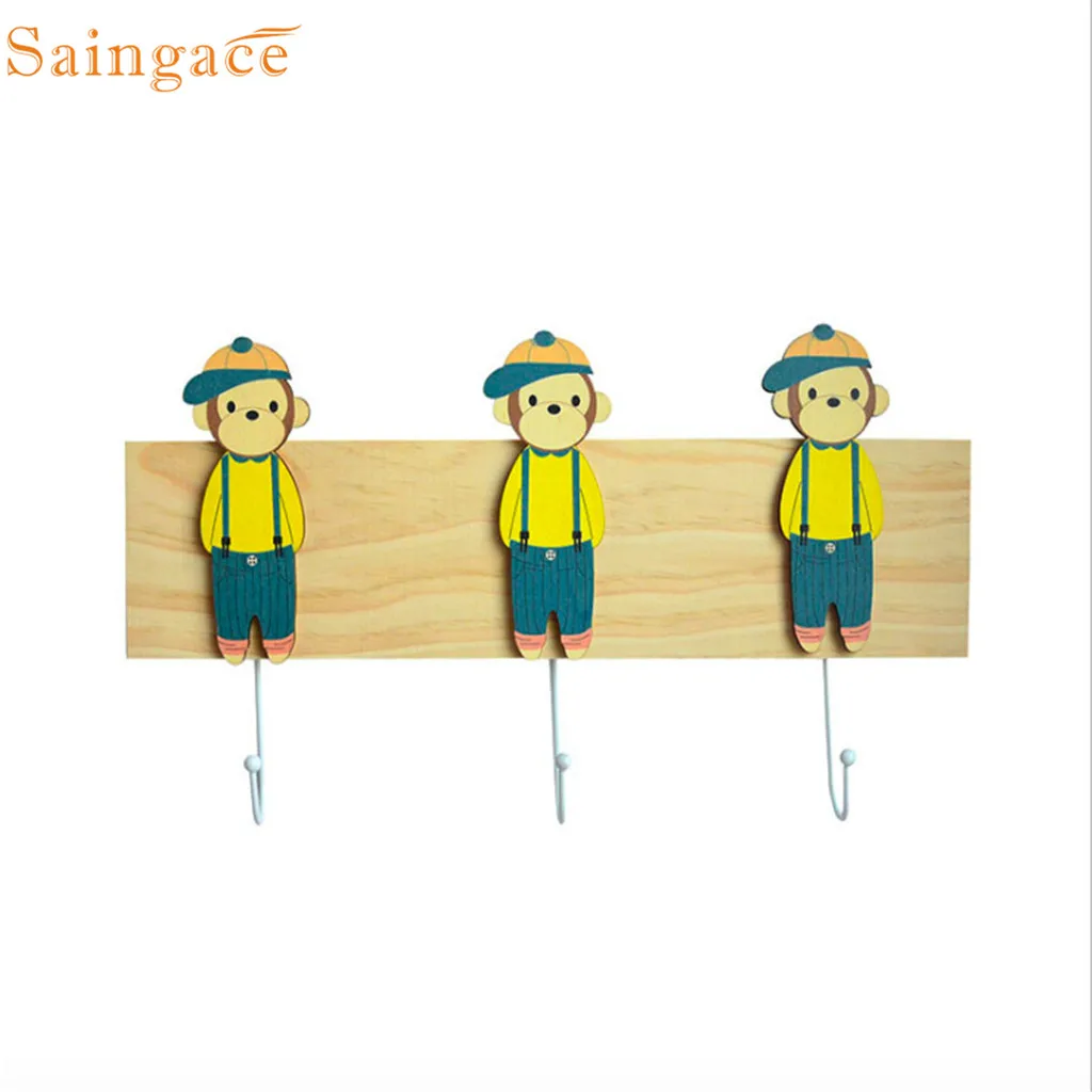 Saingace крючки для хранения с мультяшным рисунком скандинавские деревянные