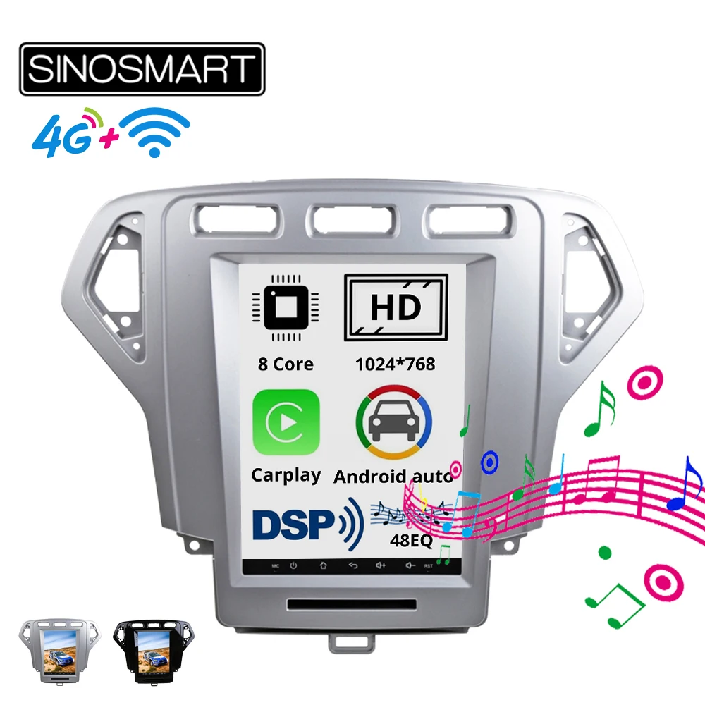 Sinosmart 9 7 дюймов 2 Din Tesla стиль вертикальный HD экран 8 ядер DSP 48EQ Автомобильный