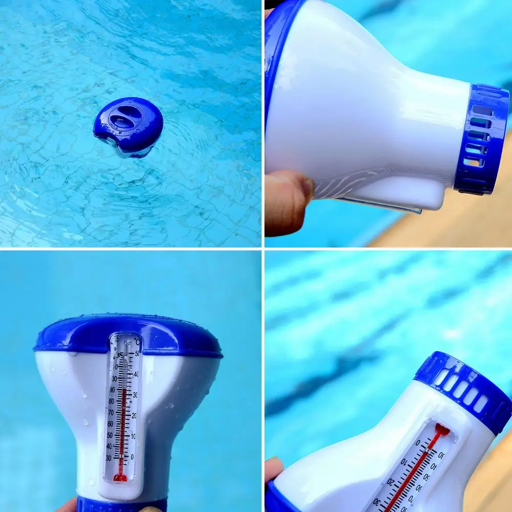 

Swimming Pool Cleaning Tool Kit Portable Cleaning Brush Telescopic Grip Dirt Sucker Pool Leaf Cleaning Net Floating Thermometer