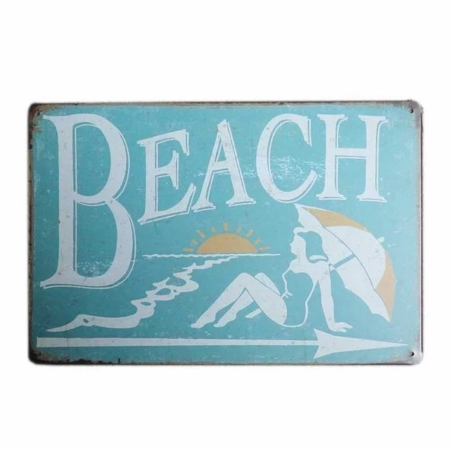 

Beach Retro Metal Sign Tiki Bar plaque Vintage Hawaiian Decorative Plates Bar Cafe Pub Wall Decoration Home Decor 20x30cm