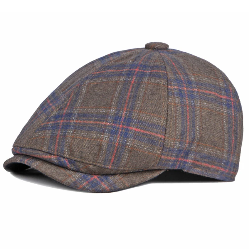 

HT3854 Berets 6 Panels Octagonal Newsboy Cap Retro Plaid Artist Painter Beret Hat Ivy Flat Cap Autumn Winter Men Women Beret Cap