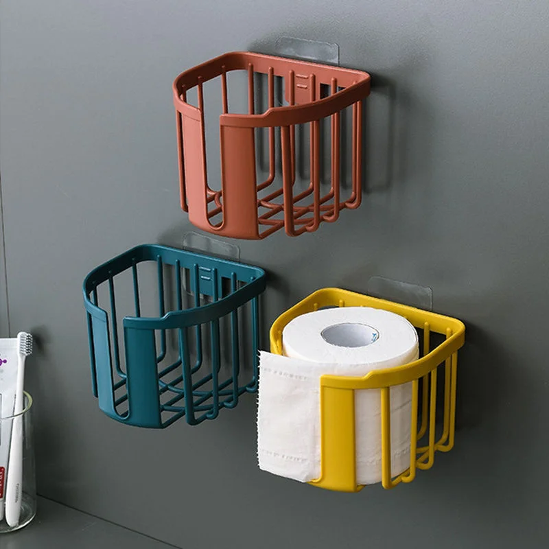 

Toilet Paper Holder Tissue Rack Wall Mounted Bathroom Kitchen Roll Holder Adhesive Hanging Tissue Basket Drainage Storage Shelf