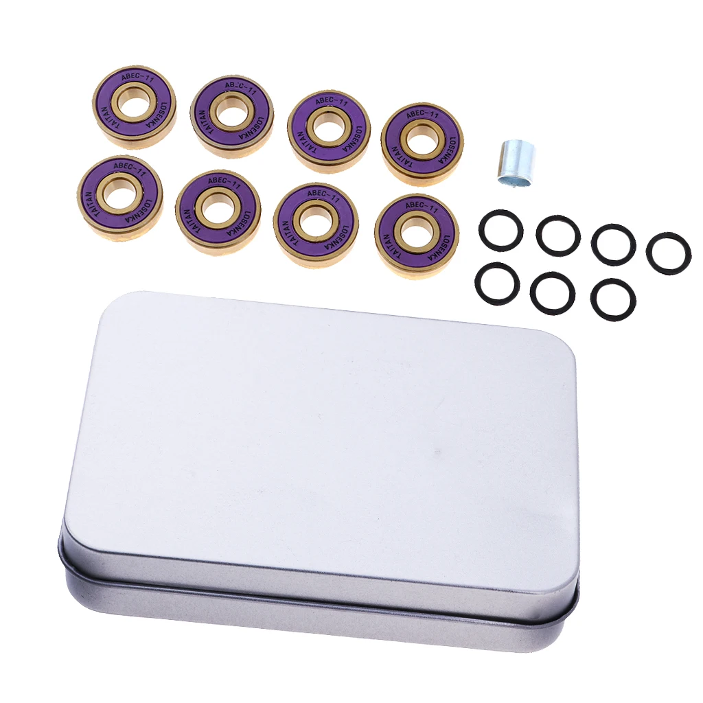 

8pcs High Strength Titanium ABEC 11 Bearings with Box Pro Skateboard Bearings for Skateboards Inline Skates