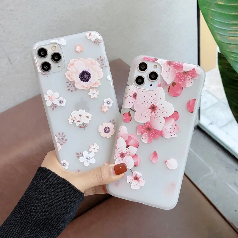 Силиконовый чехол с цветами для телефона iphone 11 pro xr x xs max 7 8 plus 6 6s se 2020 мягкий полным