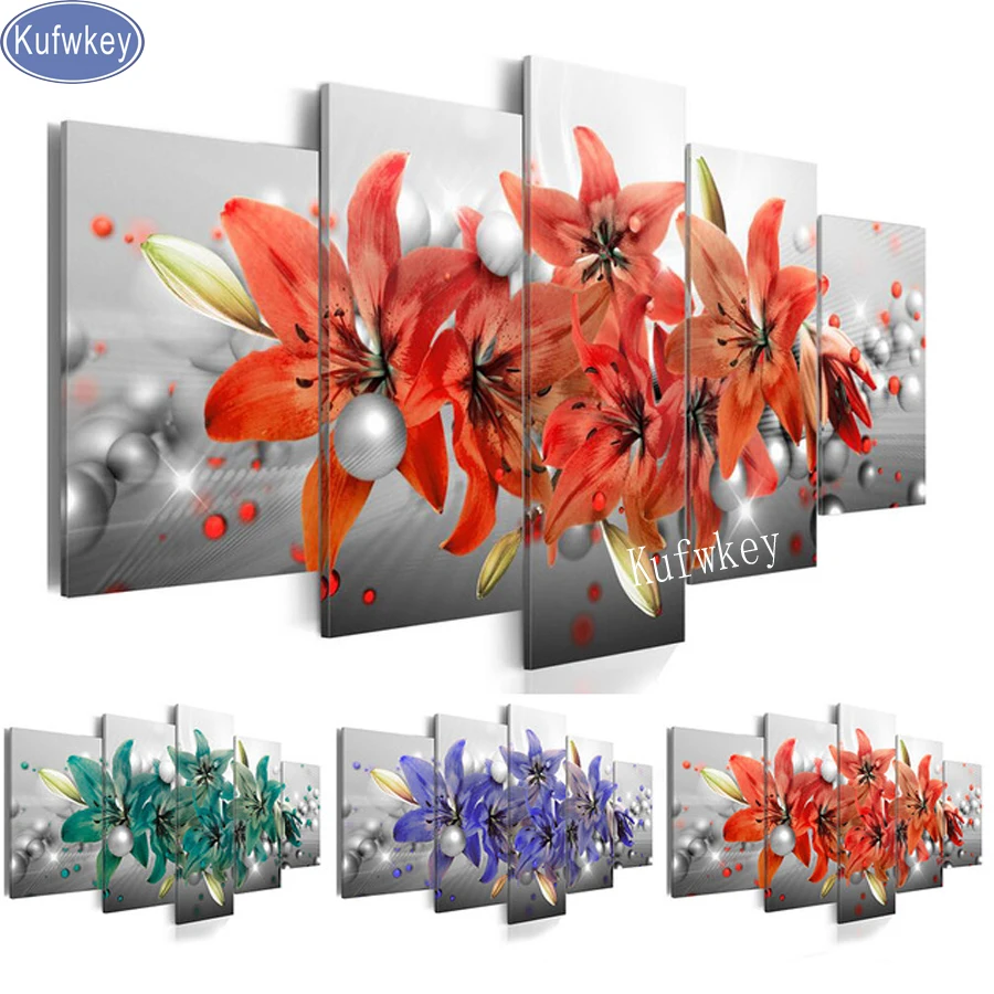 

5pcs,Diamond Embroidery lily flowers,5D DIY Diamond Painting,Cross Stitch 3D,Diamond Mosaic,maznaya,pattern,sets for needlework