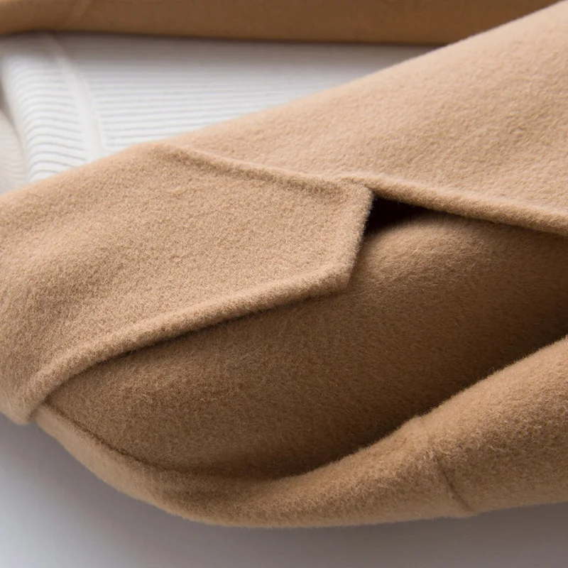 

New Ladies Cashmere Coat 100% Wool Coat Solid Color Slim Lapel Basic Coat Cashmere Wool Coat Warm Comfortable Fashion