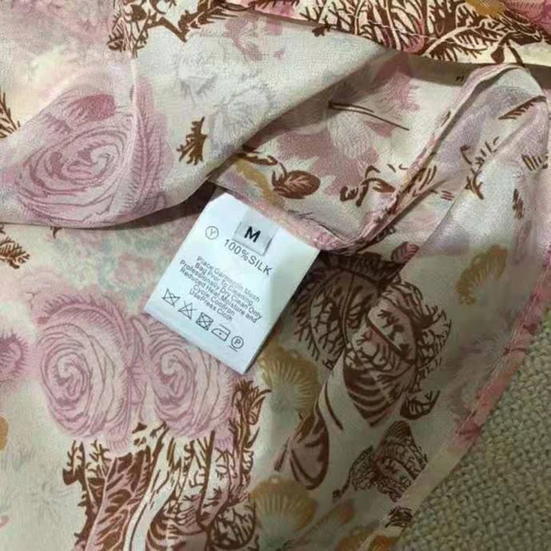 

AELESEEN Runway Fashion 100% Silk Blouse 2021 Designer Luxury Beading Collar Floral Print Elegant Office Ladies Shirt