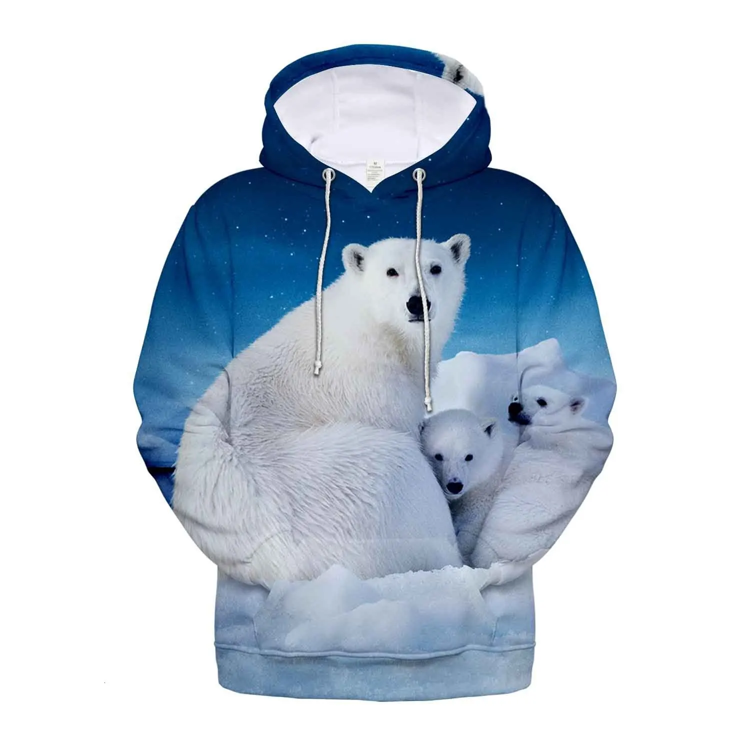 2019 &quotПолярный Медведь узор 3d Толстовка толстовки для мужчин и женщин размера