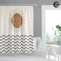 eco friendly shower curtain printed line sun wave waterproof bathroom curtain liner kids bath decor