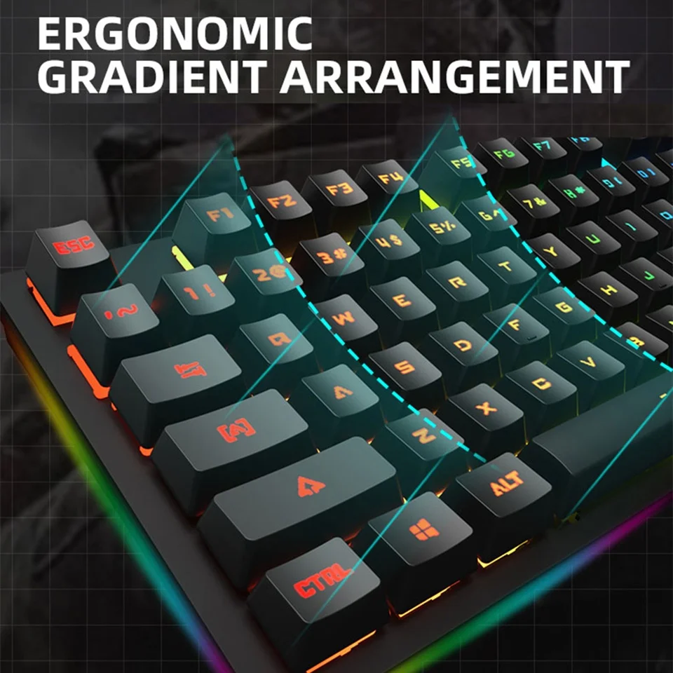 

Gaming Mechanical Keyboard 87 keys Game Anti-ghosting Blue Switch Color Backlit Wired Keyboard For pro Gamer Laptop PC