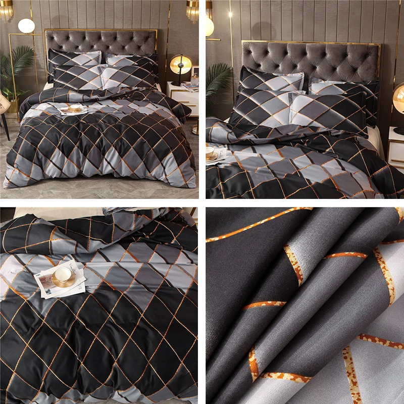 

Stylish Colored Diamond Check Bedding Sets Luxury Geometric Print Bed Sheets, Bed Covers, Pillowcases Full Size
