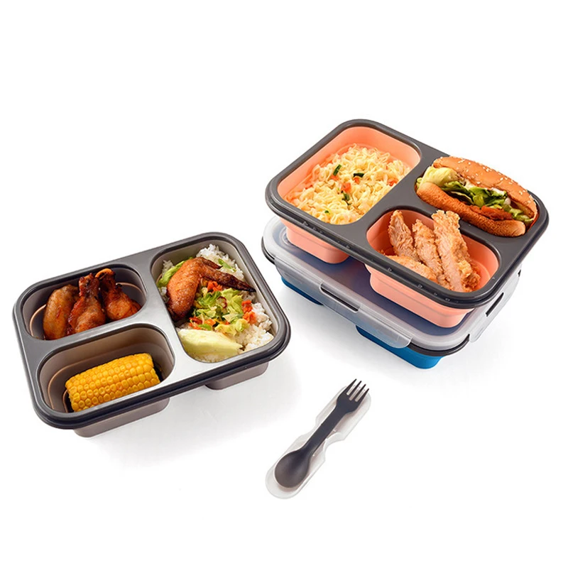 1100 мл Силиконовый складной Ланч бокс Bento Портативный для микроволновой печи