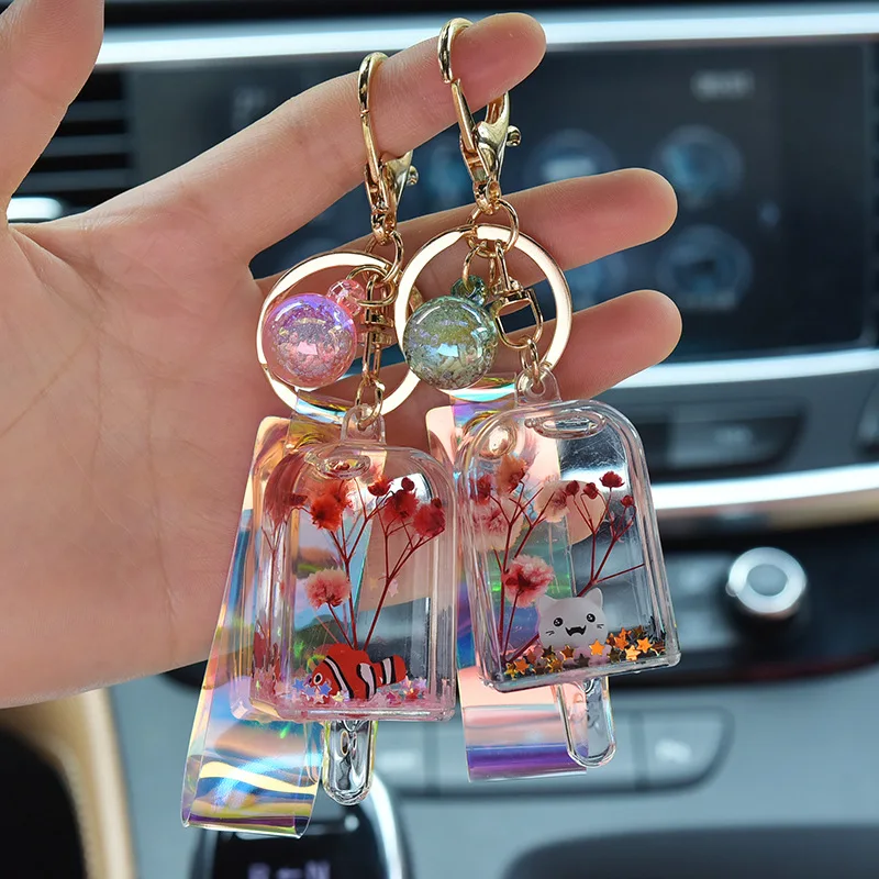 

Wholesale Quicksand Keychain Liquid Floating Flower And Toy Random Into Ice Cream Oil Keyring Backpack Pendant Couples Gift
