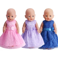 43 cm boy american dolls skirt princess lace rose evening dress neworn baby toys accessories fit 18 inch girls doll f130