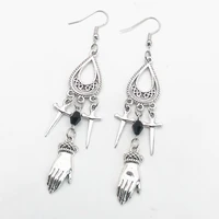 victorian mini hand earrings black quartz witchy gothic earring 90s egirl grunge goblincore emo accessories