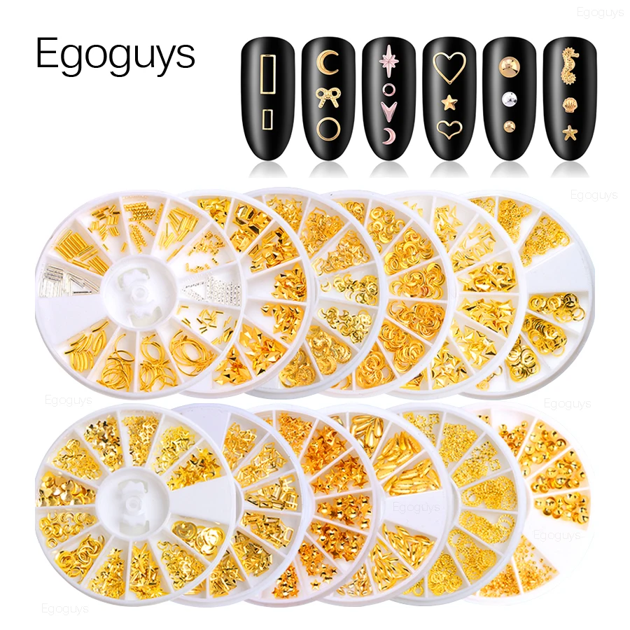 1 коробка металлические 3D блестящие украшения для дизайна ногтей геометрические