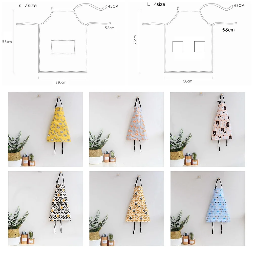 Фартук хлопковый с рисунком кактуса лисы и медведя 1 шт.|Фартуки| |