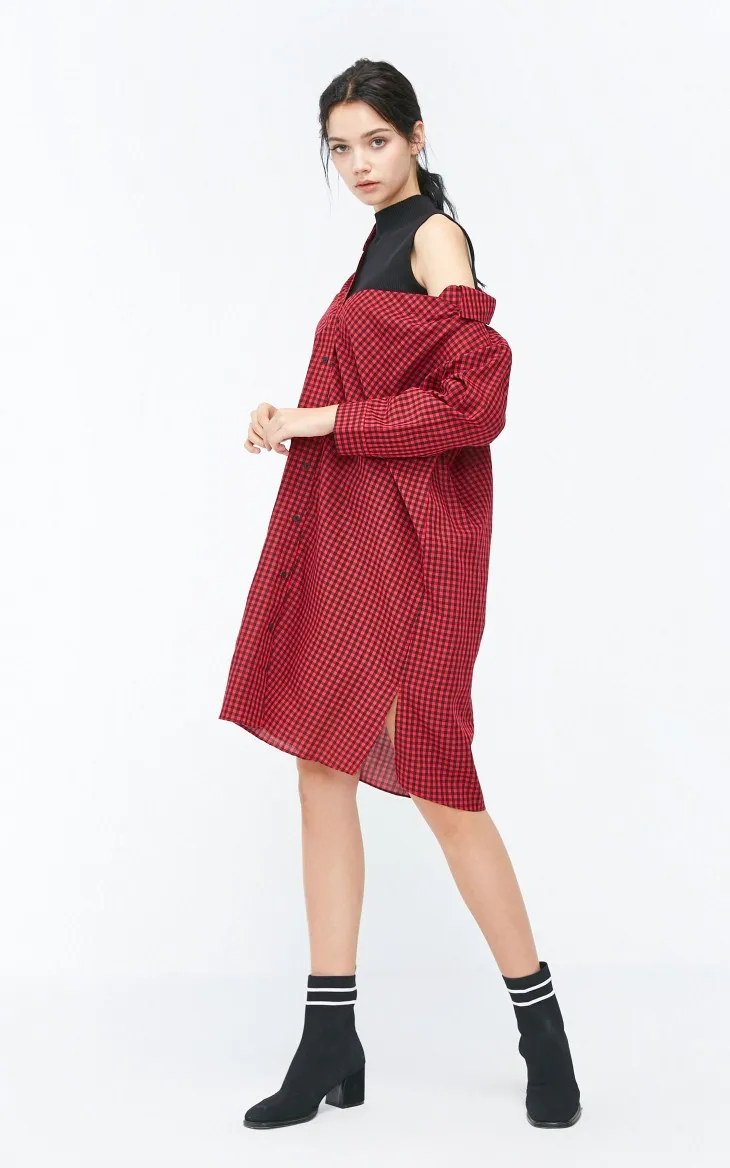 Vero Moda Новое поступление вязаный жилет клетчатое платье-рубашка | 3184SZ506