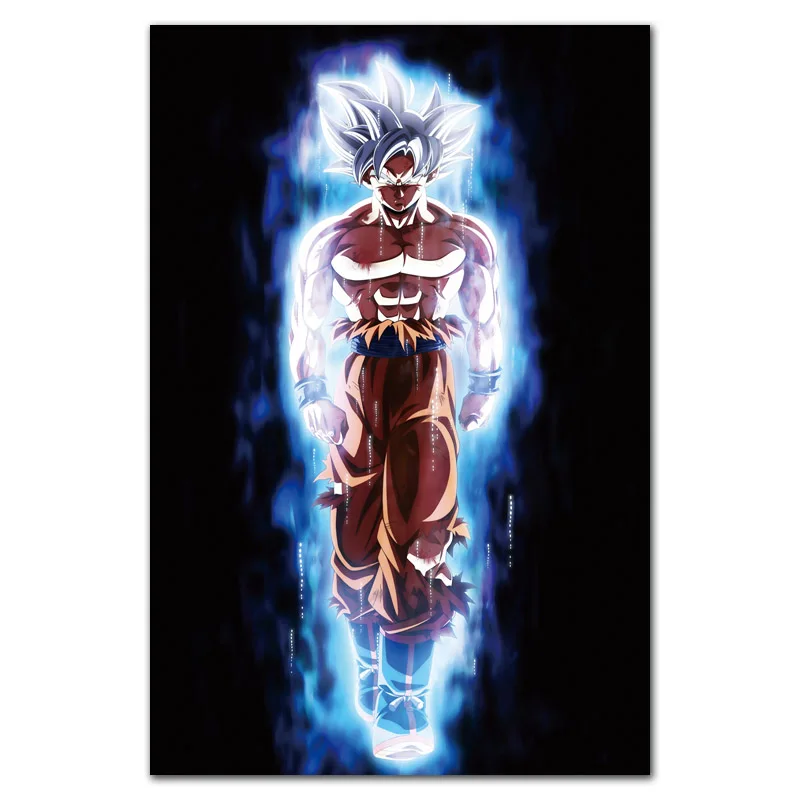 MQ3679 Dragon Ball супер ультра инстинкт Гоку японского Аниме Комикс плакат Шелковый светильник на холсте домашний декор для спальни Настенная картина печать - Цвет: Белый
