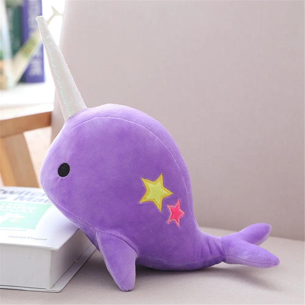 

35CM Narwhal whale binary star doll plush Toy soft animal ocean sea stuffed Toys for Children Christmas Gift kid Brinquedos