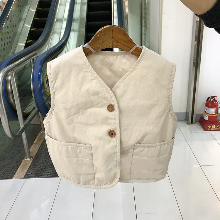 Корейская жилетка куртка для мальчиков и девочек тонкая хлопковая малышей