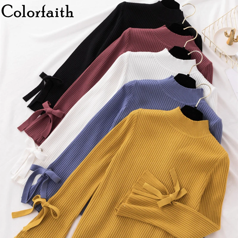 Colorfaith/Новинка 2019 года сезон осень-зима женский свитер с высоким воротником