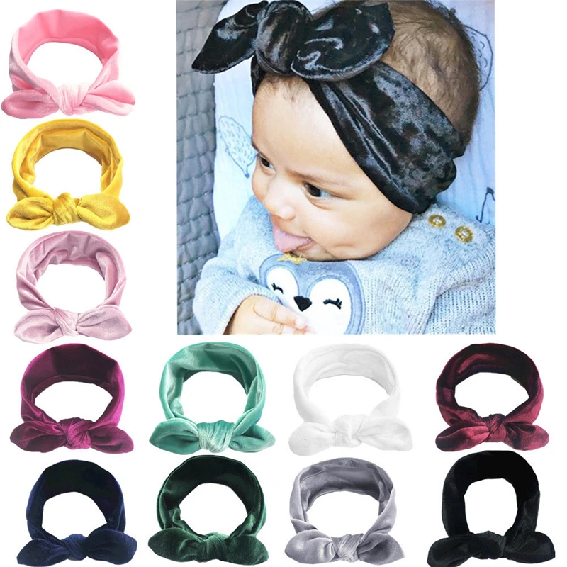 

A 1Pcs Velvet Baby Headband Rabbit Ear Knot Girls Headbands Hair Bands For Girls Headwear Newborn Headband Baby Hair Accessories