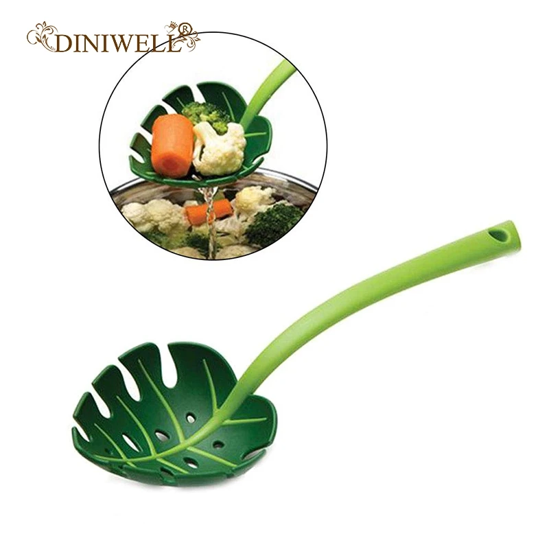 Пищевой пластиковый дуршлаг ложка для листьев с утолщенной длинной ручкой