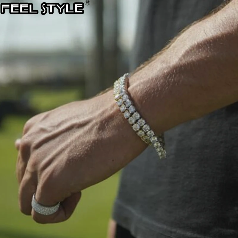 Цепочка мужская с фианитом Ювелирное Украшение в стиле хип хоп теннисная цепь