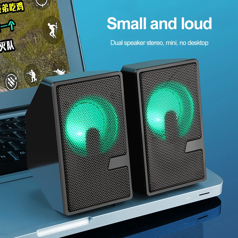 

2021 NEW USB Wired Computer Speakers Bass Stereo Subwoofer With Colorful LED Light Sound Box For Laptop Smartphones MP3 SoundBar