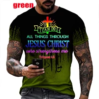 newest fashion retro jesus letter print t shirt hit color camouflage short sleeve christian shirts round neck tee